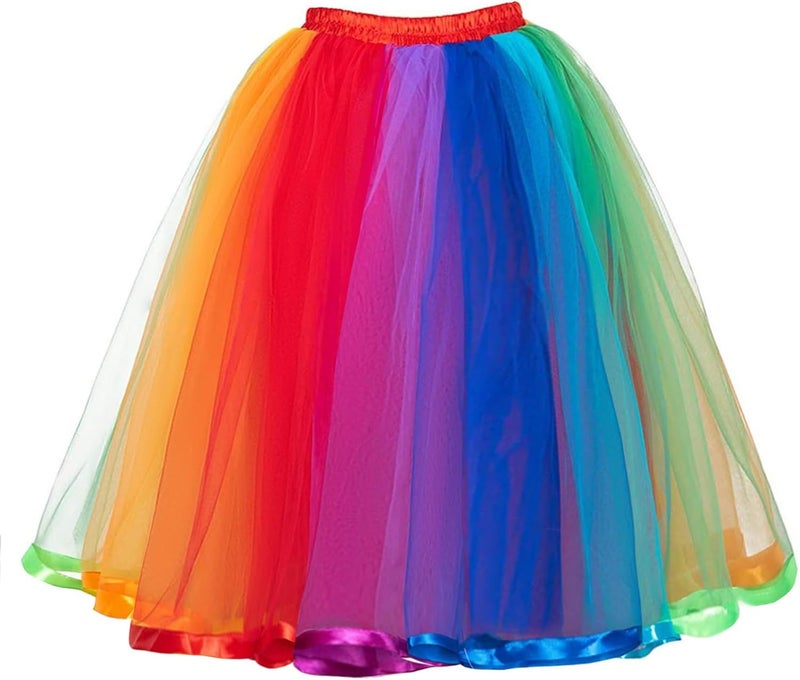 Gvhntk Womens Rainbow Tutus Skirt Colorful Layered Tulle Dress Girls Skirts for Adults Halloween Cosplay Tutus - Image 1